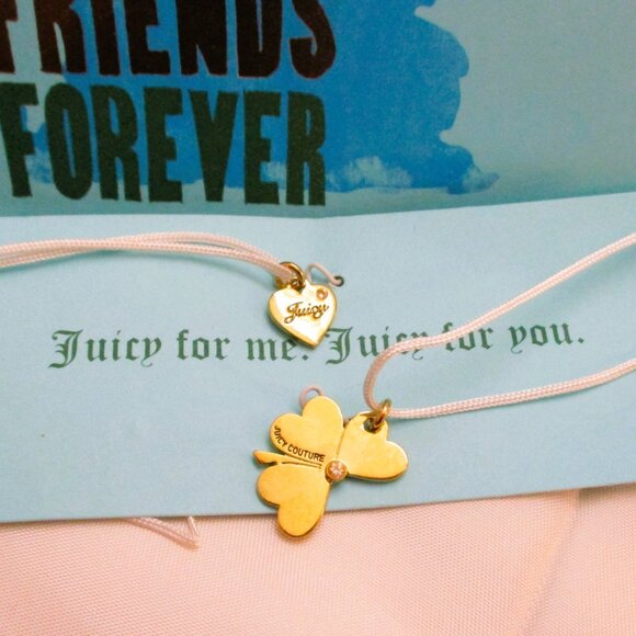 JUICY COUTURE Shamrock Heart Charm Necklaces~ NOS Juicy Couture BFF Necklaces - Picture 8 of 14